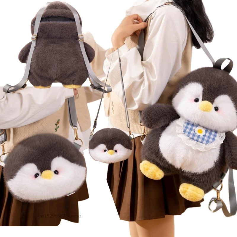 Karikatúra plnená plyšová tučniaka detská taška na rameno Crossbody Bag študent batoh pre bábiky módne dom