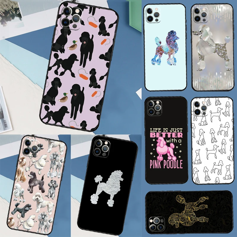 Karikatúra pre pudle pre psov pre iPhone 16 15 13 14 12 11 Pro Max x xr xs max 14 plus mäkký kryt puzdra