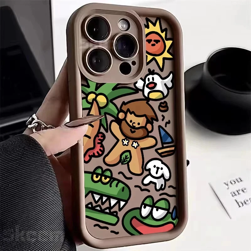 Karikatúra primitívny mužský púštny telefón pre iPhone 15 prípady iPhone 16 11 12 13 14 Pro Max xs x xr 7 8 plus nárazový kryt