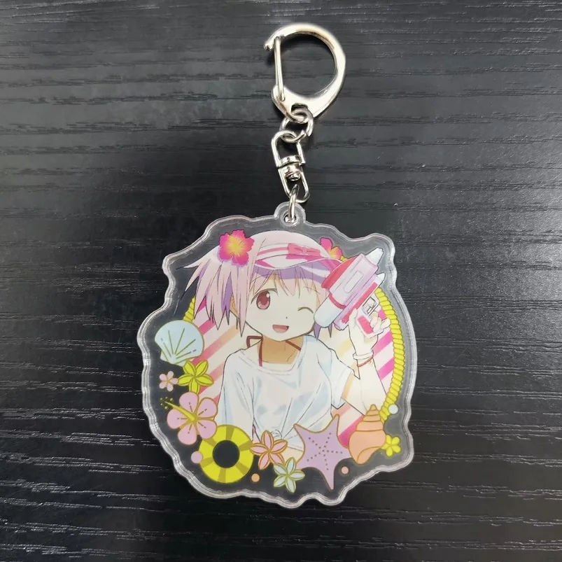 Karikatúra Puella magi Madoka Magica Anime Figures Akemi Homura Miki Sayaka Tomoe Mami Cosplay akrylová reťaz kľúča roztomilá prívesok dekor