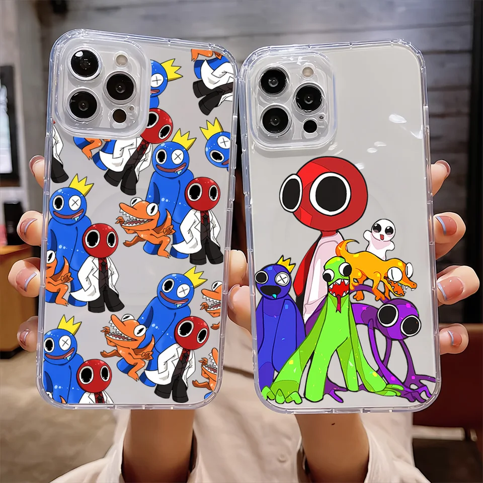 Karikatúra R-Rainbow F-Friend Farebná pre iPhone 16 15 14 13 12 11 Pro Max Plus priehľadné puzdro na magnetické sacie telefóny