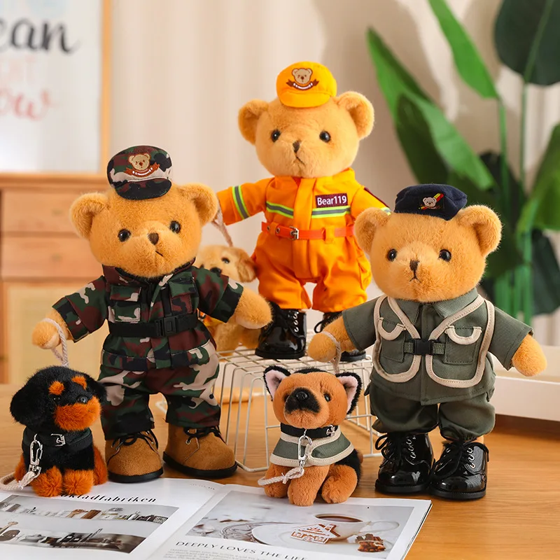 Karikatúra Royal Omán policajná policajná uniformná medveď plyšová hračka Vycpená zviera Fire, maskovacie oblečenie Teddy Bears Vojenské psie deti Darčeky