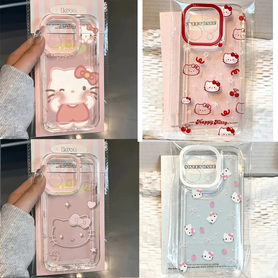 Karikatúra roztomilý hellos mačiatka čistý priestor pre telefón pre iPhone 11 12 13 14 15 16 Pro Max Mini xs xr 7 8 plus SE2020 Priehľadný