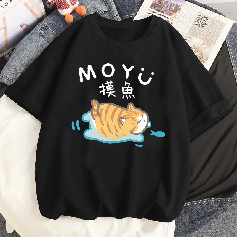 Karikatúra s krátkym rukávom Dámske tričko Y2K Cute Cat Graphic Tops Puppy Print Dog Kitten Pullover tričko Girls Streetwear