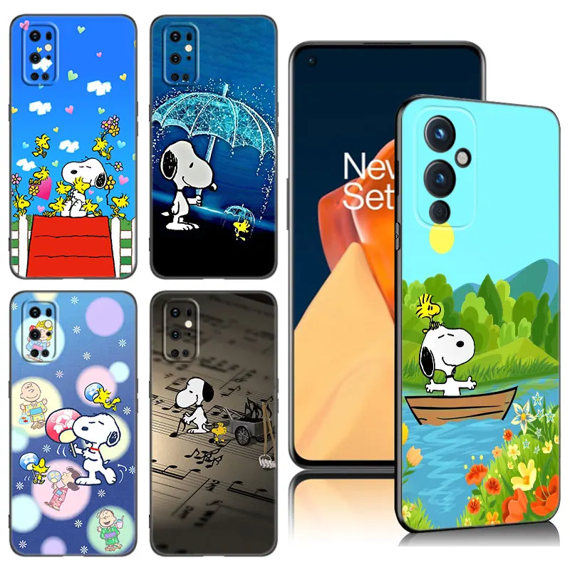 Karikatúra S-Snoopy-Dog Puzdet pre puzdro pre OnePlus 9 10 Ace 2V Pro 9RT 10T 10R 11R NORD CE 2 3 LITE N10 N20 N30 5G Čierny silikónový kryt