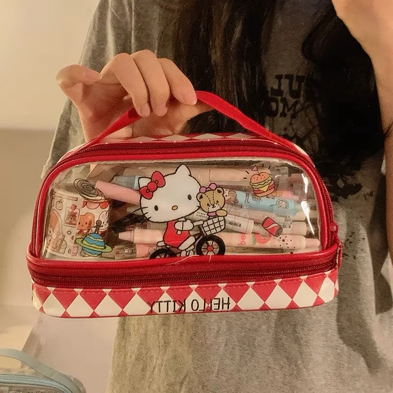 Karikatúra Sanrio Hello Kitty Puzdro pre ceruzku roztomilý Kuromi Studentlarge Kapacita dvojvrstvová multifunkčná prenosná vrecká pero kancelárske potreby
