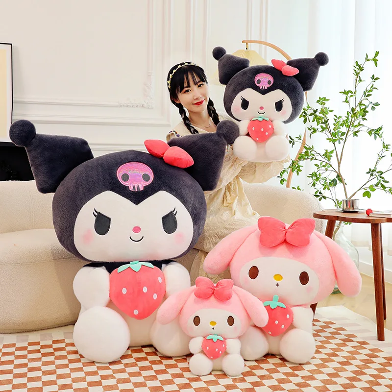 Karikatúra Sanrio Kuromi My Melody Cinnamoroll Pochacco Pompom Purin Strawberry Roztomilé objatie plyšové bábiky pre deti prekvapenie darček