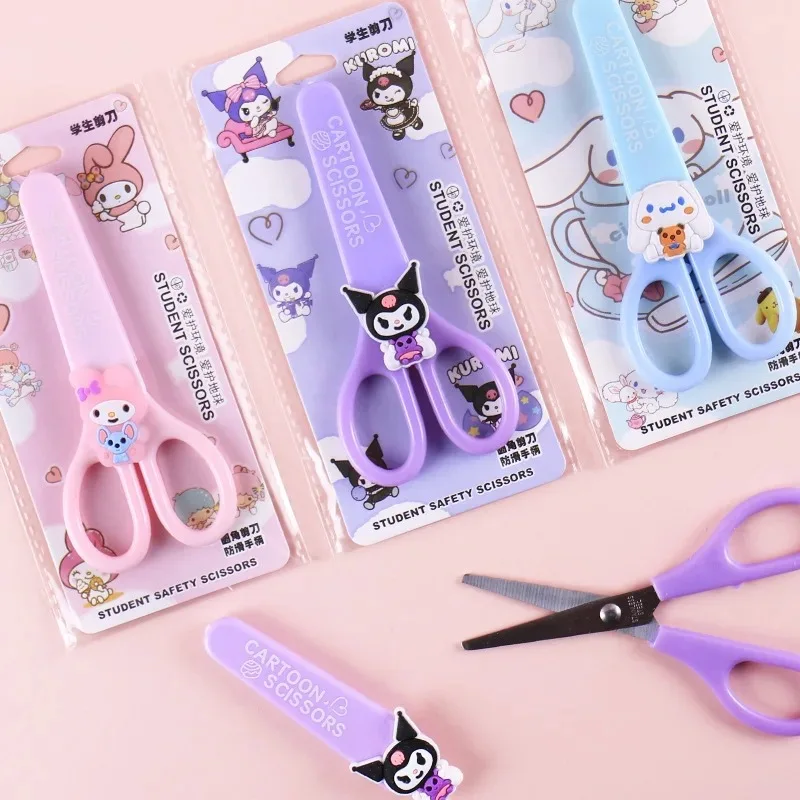 Karikatúra Sanrio Kuromi Nožnice Cinnamoroll melódia roztomilé detské ručne vyrobené bezpečnostné nožnice silikónové škrupin