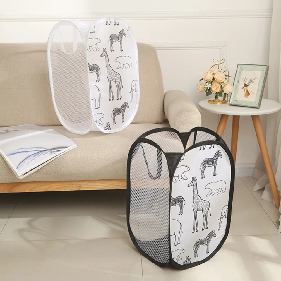 Karikatúra skladacia bielizeň Kôš špinavé šaty Organizátori Organizátori kúpeľne Sundries Storage Box Domáca nylonová sieťová taška pre hračku