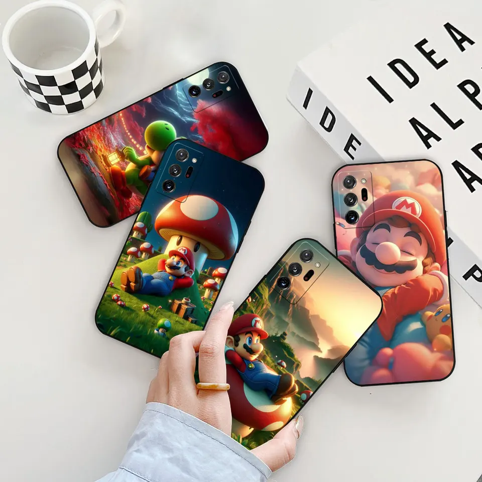 Karikatúra Super M-Mario Bros puzdro pre Samsung Galaxy Note20 Ultra M62 M54 M51 M33 A06 A05S A15 A14 A13 A12 A80 A70 A50 Black Cover