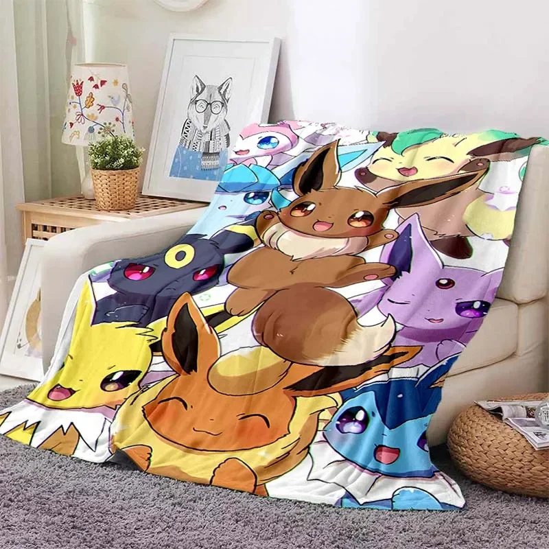 Karikatúra teplá mäkká Pokémon eevee Custom prikrývka Fluffy Sofa Play Plush Bedspread Winter Four Season Hrot Deka pre pohovku