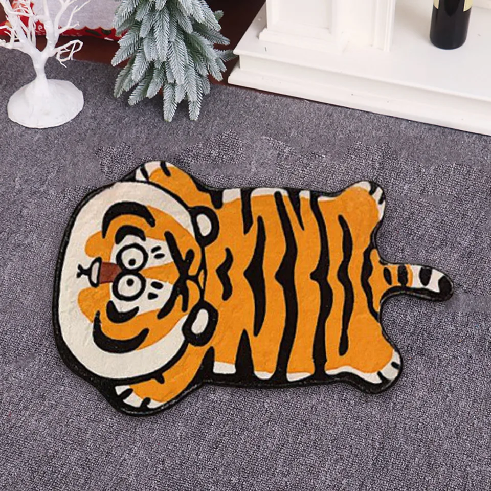 Karikatúra Tiger koberec nekĺzavý nočný koberec Absorbentná kúpeľňa Mat Zvieratá Tlač kobercov pre deti