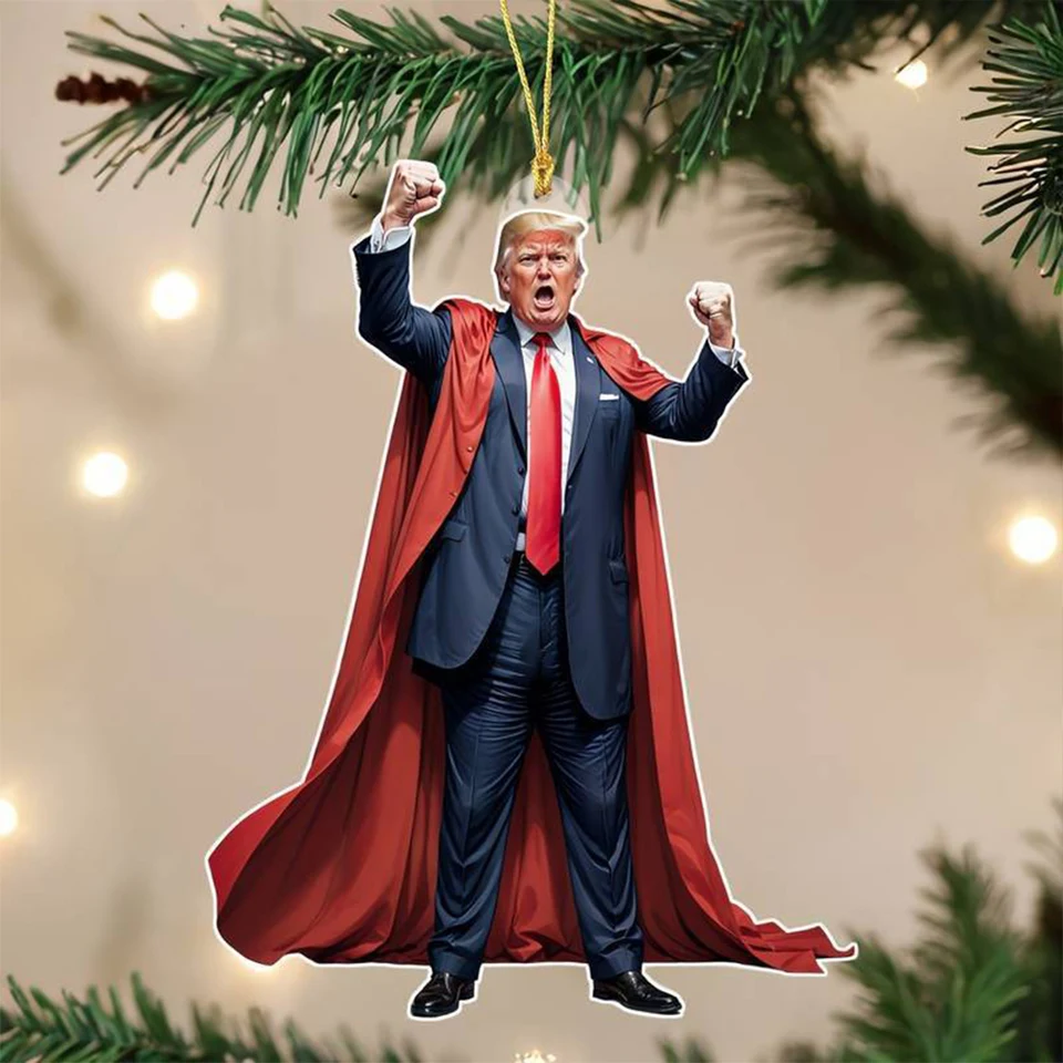 Karikatúra Trump prívesok akryl vtipný Donald Trump prívesok Keychain vianočný stromček prívesok pre auto vianočné stromy zavesenie dekorácie Darčeky