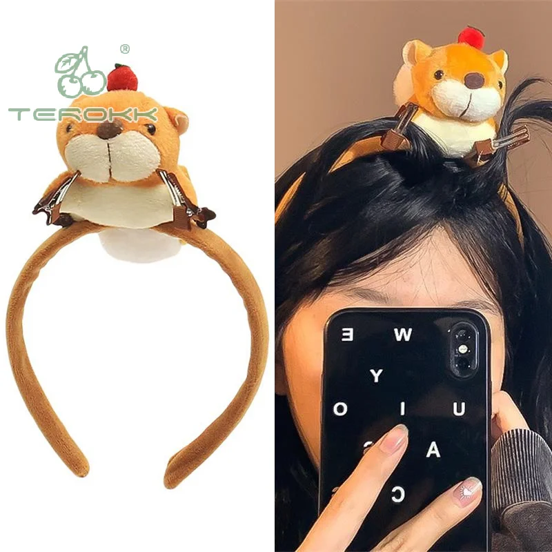 Karikatúra vtipná plyšová veverička bábika Haop Hoop Hoop Clip Girl Cuto