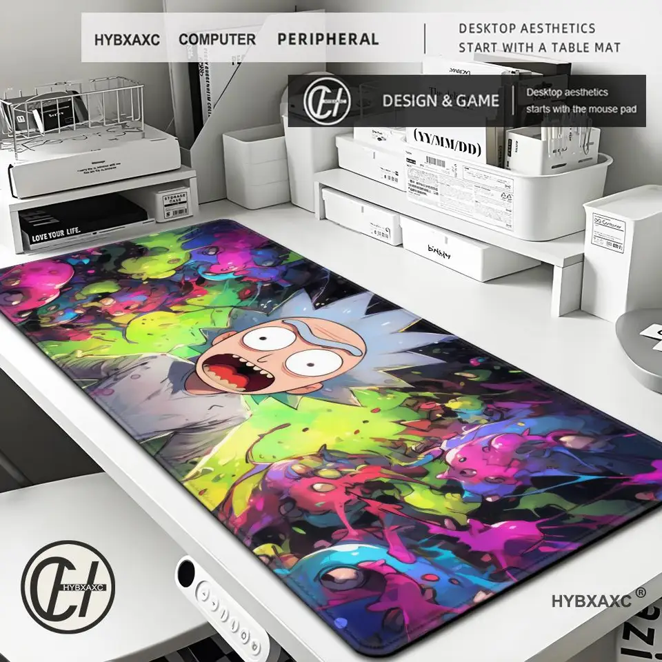 Karikatúra vtipné R-Ricks a Boy Mor-Tys MousePad Veľká klávesnica stola Mat Gaming Mouse Pad Lockedge nekĺzavá rohož