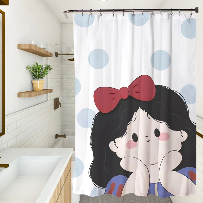 Karikatúra víla princezná sprcha cond curtain girl roztomilé dievča držanie tváre picture capeche curtains clony nepremokavé tkanina domovské súpravy