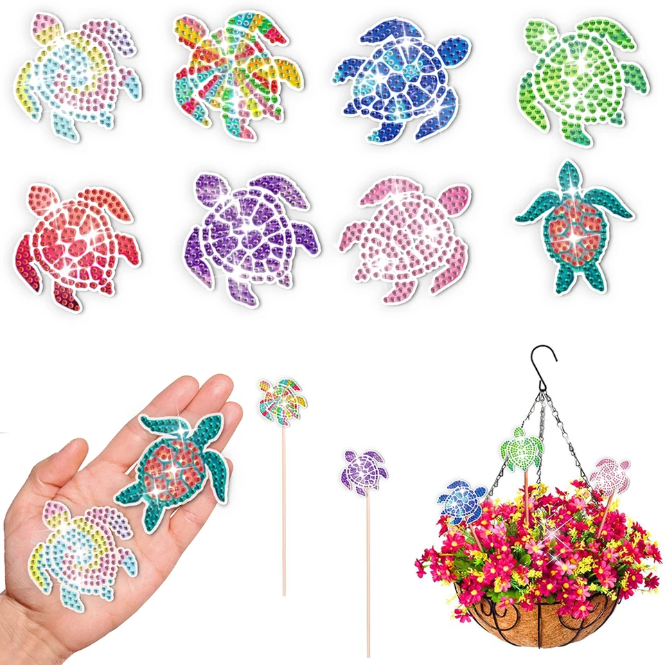 Karikatúra zvierací záhrada diamantová maľba podiely záhradný podiel diamant umelecké remeselné súpravy DIY Diamond Art Stakes pre vnútorné vonkajšie vonkajšie