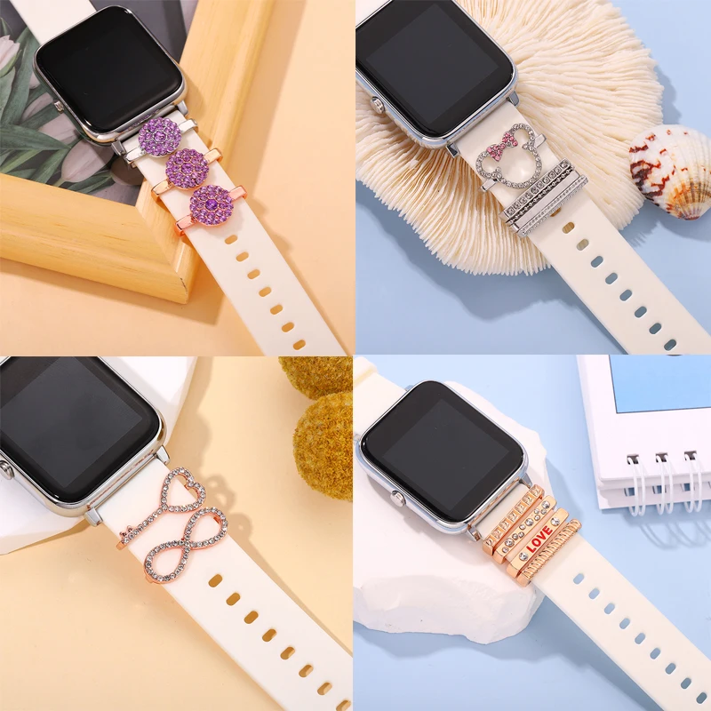Karikačné dekoratívne kúzla pre Apple WatchBand Silikone Strap Doplnky Charmové nechty mäkké náramky hodinky Charm pre iWatch