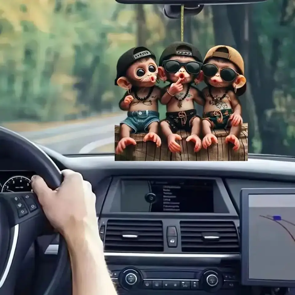 Karikačný prívesok Cutoon Cartoon Monkey vianočné ozdoby 2D akrylové závesné prívesok s šnúrkou na všestrannú dekoráciu