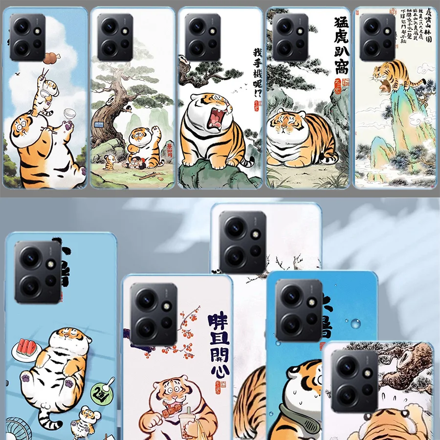 Karikačný tuk Tiger puzdro pre Xiaomi Redmi Note 12 11 Pro Plus 12S 11E 11T 10S 10S 9S 9S 9T 8 8T Pro 7 6 5 Cover