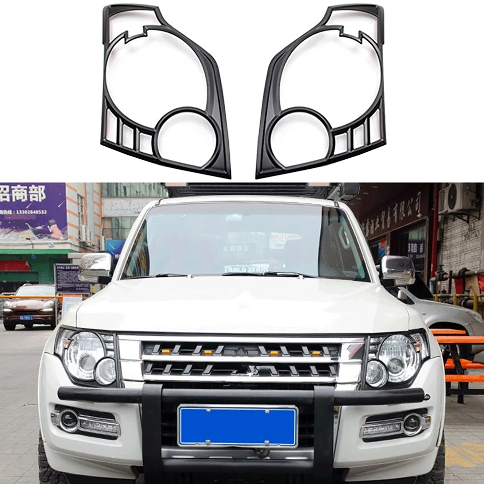 Karky prednej lampy v aute vhodné pre Mitsubishi Pajero 2007-2022 ABS Matte čierny predný obálka obal