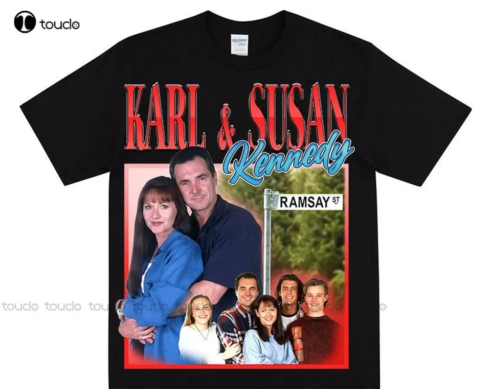 Karl & Susan Kennedy T-Shirt Fan Australian Soap Opera Ramsay Street Karl a Susan Kennedy Tshirt XS-5XL
