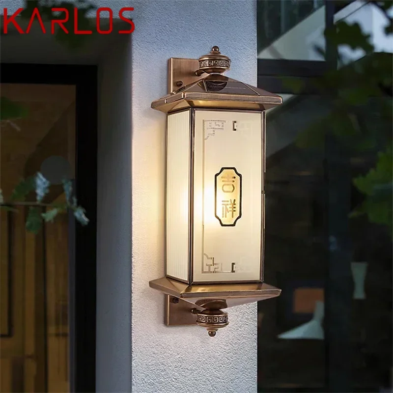 Karlos Contemporary Solar Brass Outdoor Wall Lamps Simplicity Witerproof Creative Balkony Hallway Courtyard Villa Gate Hotel