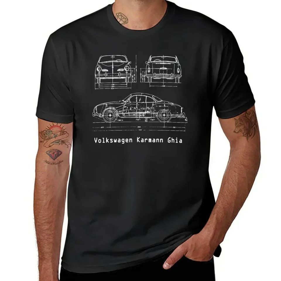 Karmann Ghia Blueprint Tričko Ploty chlapci biele pánske grafické tričká vtipné