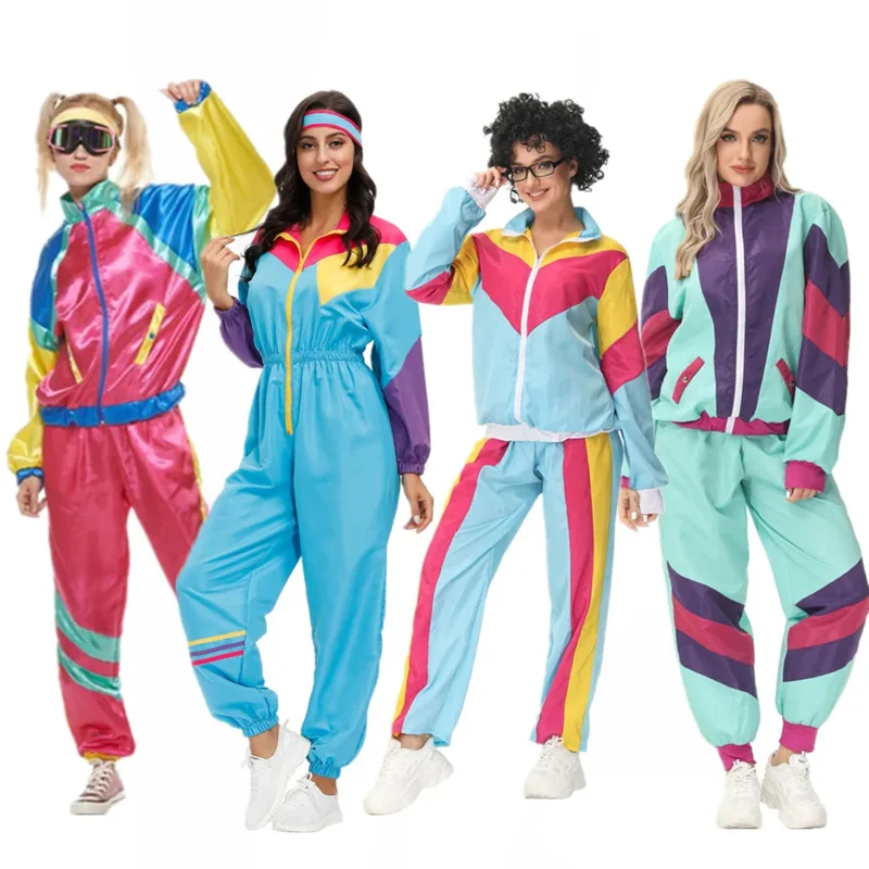 Karneval Halloween Party 60. rokov 70. rokov Hippie kostým Retro Disco Disco Dress Up Women Vitality Dance Sports Aerobics Ski Suits Cosplay