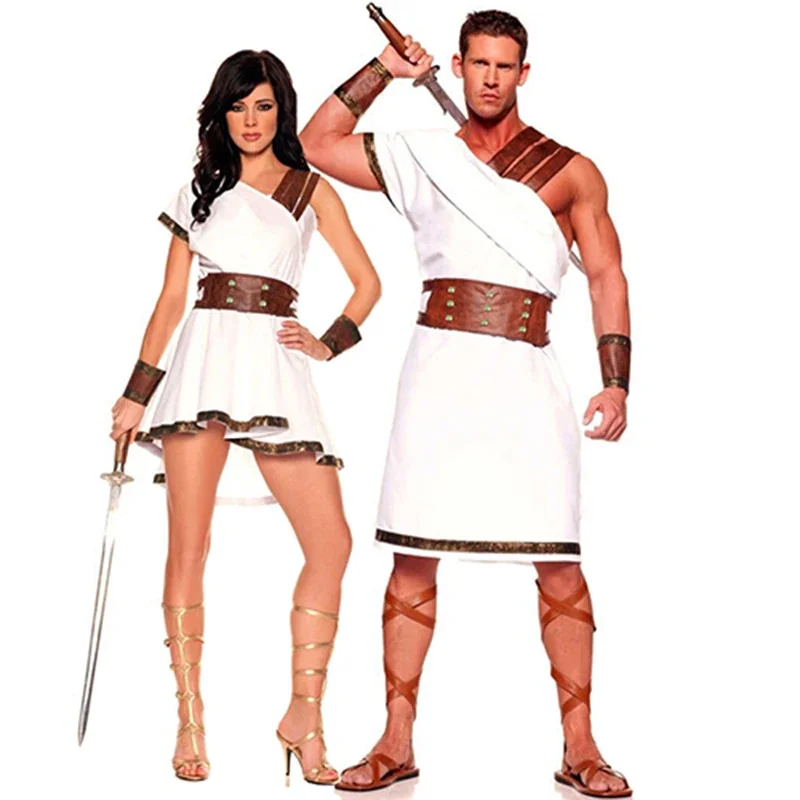 Karneval Halloween pár grécky mýtus kostým Rímsky egyptský bojovník Gladiátor Cosplay Fancy Party Dress JS6244
