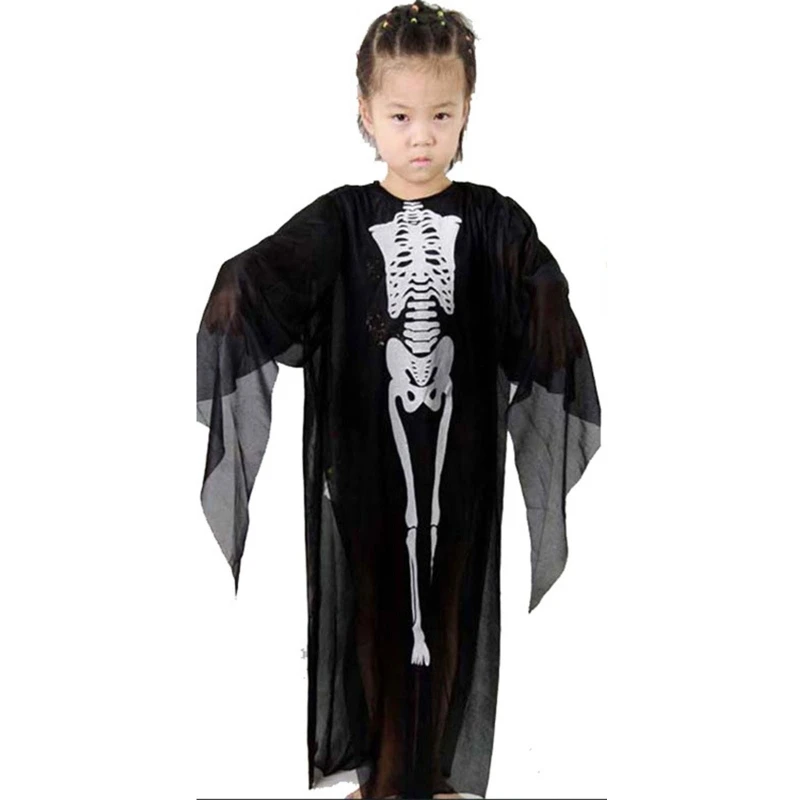 Karneval Party oblečenie Halloween Skeleton Robe Cosplay plášť pre dospelé dieťa dropshipping