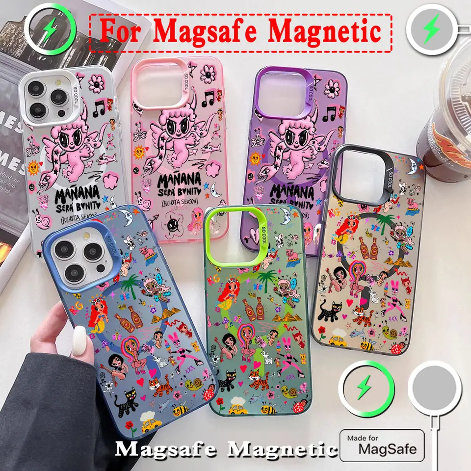 Karol G Manana Sera Bonito Magsafe Magnetic Case pre Samsung S25 S24 S23 S22 S21 S20 Fe Plus Ultra 5G Soft Silver Plated Cover