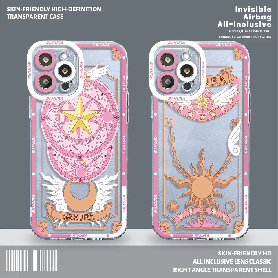 Kartačný únosca Sakura Cartoon Clear Case pre iPhone 14 Pro Max 8 6 7 Plus 11 12Pro SE 2022 15 xr xs 13 Mini x x Max Silikónový kryt