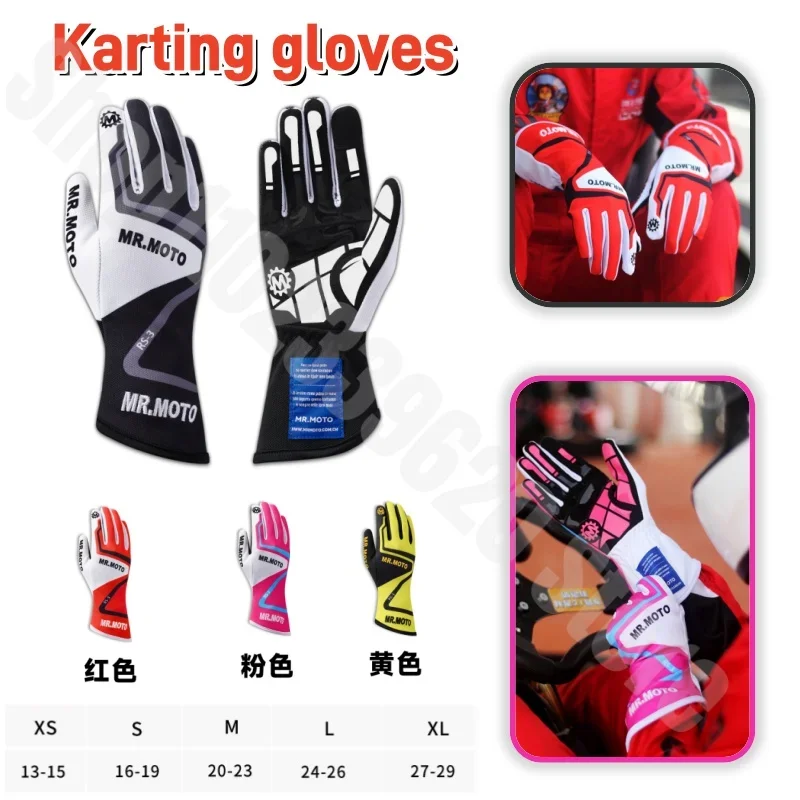 Kartovacie rukavice letné priedušné potenie absorbujúce dotykovú obrazovku Racing preteky anti sklz dlhé rukavice pre deti a dospelých
