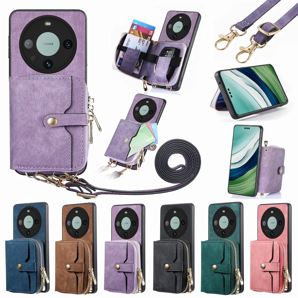 Karty pre karty Crossbody Solt Bag Retro Case pre Huawei Mate 60 Pro Honor50 70Pro 80Pro 50SE X8 7 9A Rameno PACH LANYARD