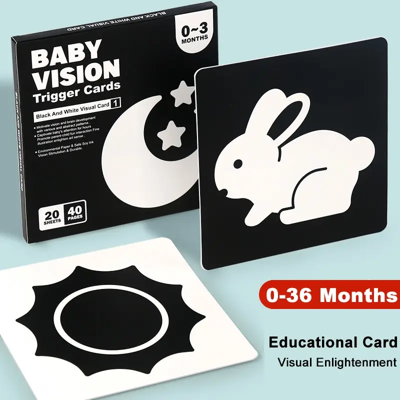 Karty pre vizuálne stimulácie Montessori Darček pre deti s vysokým kontrastom pre deti