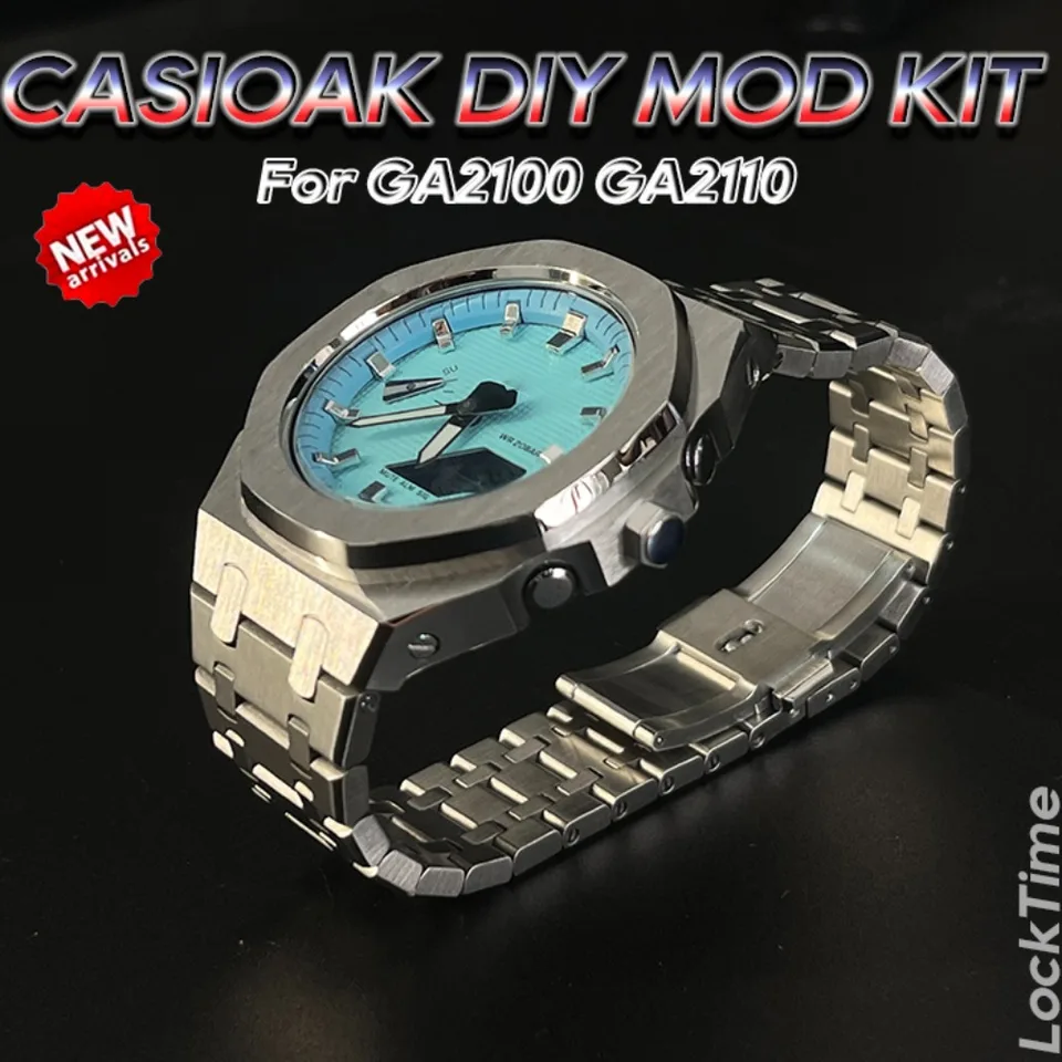 Kasioakové puzdro z nehrdzavejúcej ocele pre G-Shock GA2100 Modifikačná súprava kovový rámec z nehrdzavejúcej ocele pre GA2110/GAB2100