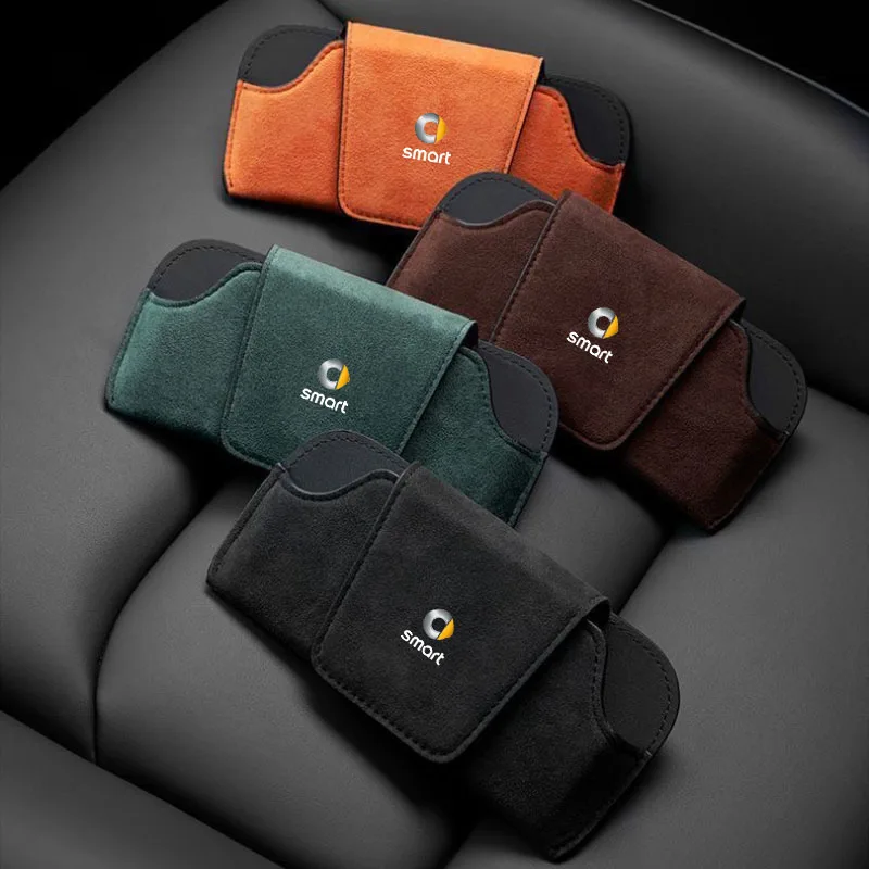 Kastíva na okuliare automobilu Automatické slnečné ovorové kožené okuliare držiak na slnečné okuliare pre Smart Eq Fortwo Forfour 453 451 452 Automatické doplnky