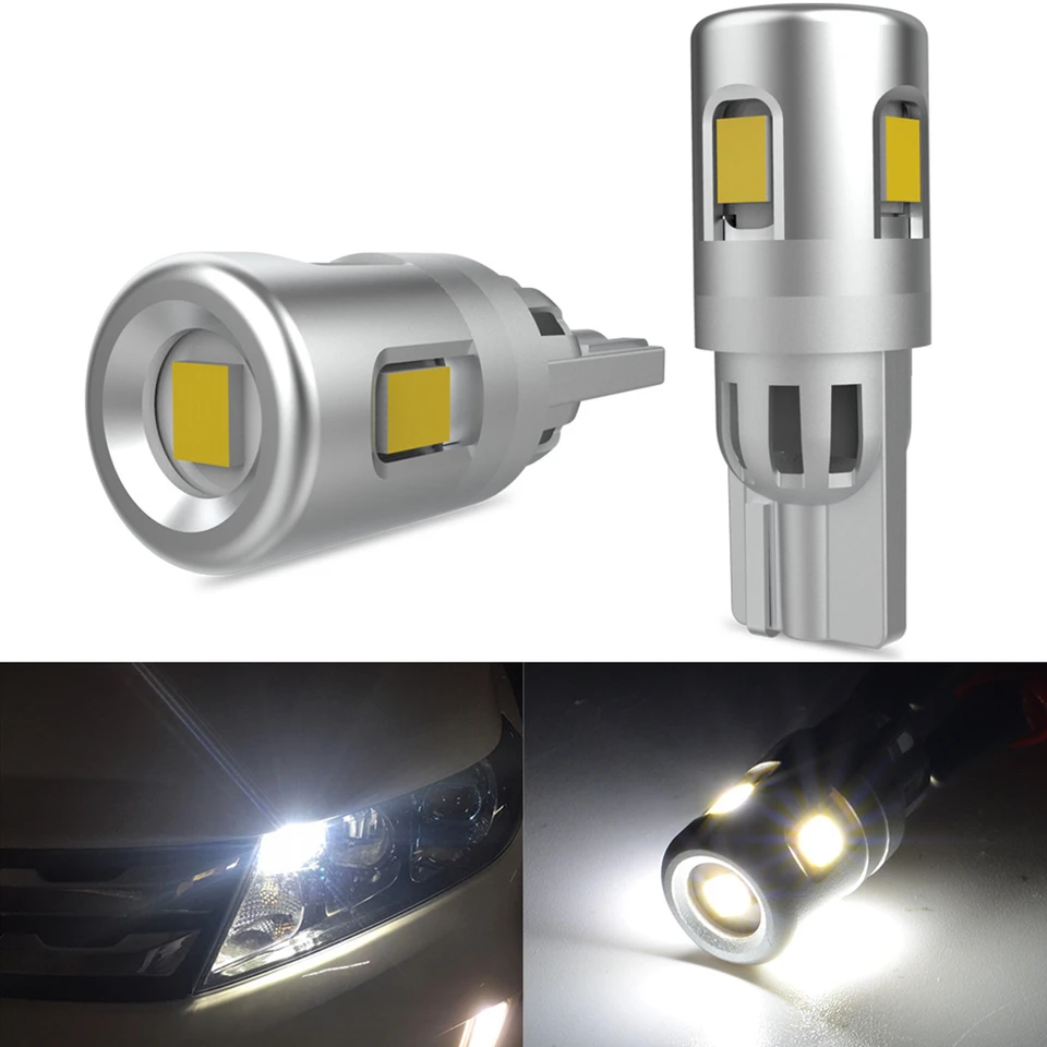 Katur 2x W5W T10 LED žiarovky Canbus pre parkovisko pre parkovisko Vnútorná mapa Dome Lights 12v Biela automatická lampa 6500k 2835 SMD