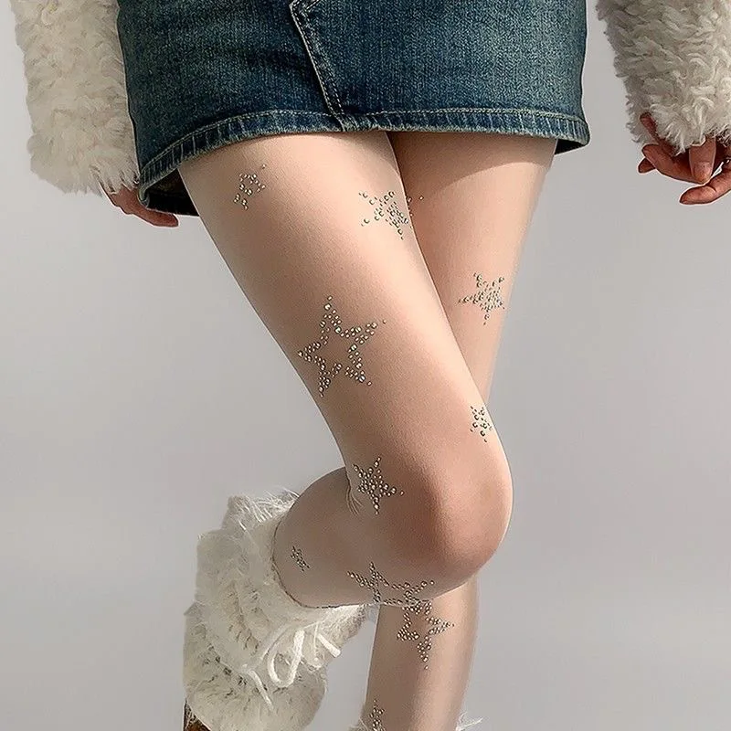 Kave Sexy Leggings Pančuchy Horúce diamantové pančuchy pre ženy