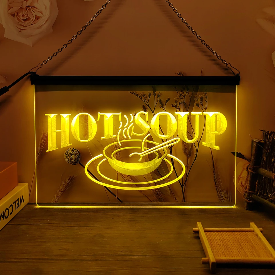 Kaviareň Hot Soup Restaurant LED Neon Sign-3D WASE WALL ART pre dom, izbu, spálňu, kanceláriu, dekor