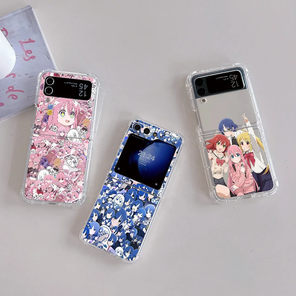 Kawaii Bocchi Puzdro pre rockový telefón pre Samsung Galaxy Z Flip 3 4 Z Flip 5 6 Z Fold 4 5G PC Soft-Fall zadný kryt proti pádu