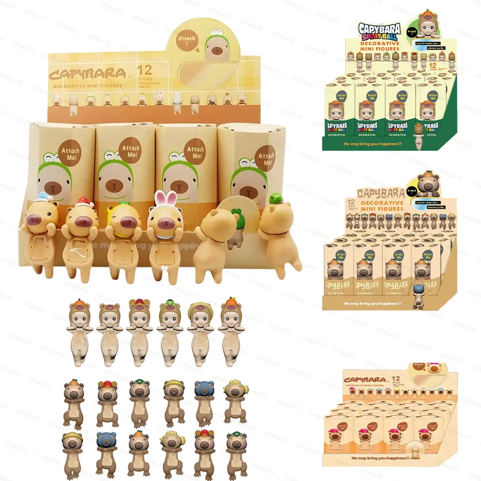 Kawaii Capybara Hippers Series Slepá skrinka roztomilá bábika PVC Small Animal Action Figure Auta