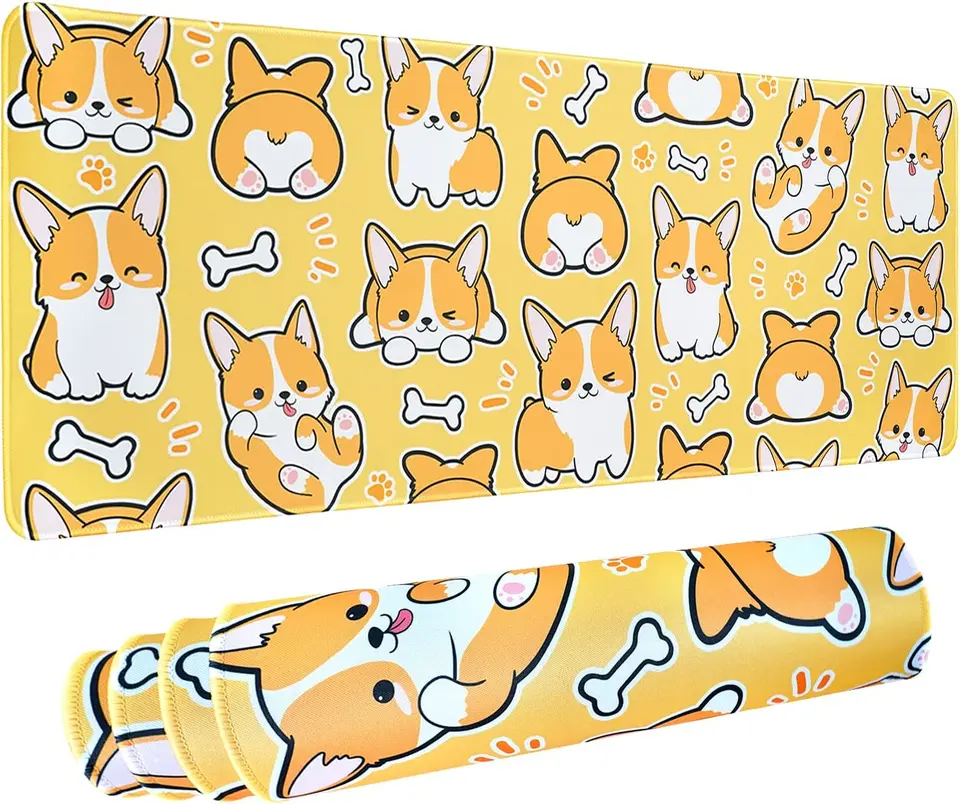 Kawaii Corgi Gaming Mouse podložka pre stôl predĺžená veľká podložka Corgi Mouse Pad Orange MousePad XL 31,5 x 11,8 palca