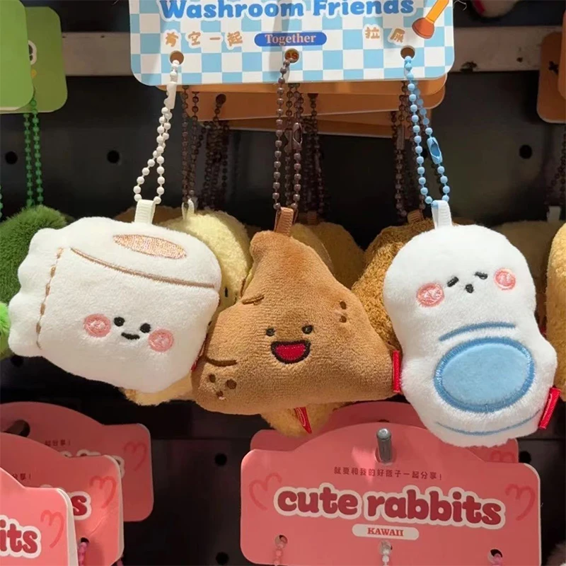 Kawaii Creative Funny Plush toaleta toaleta toaletný papier Kľúčokain roztomilý karikatúra Keychain módny batohový batohové dekorácie Doplnky