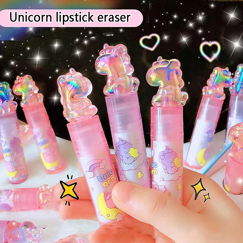 Kawaii Creative Lipstick Design Unicorns Gumber Gumy Student Correction Tool Detské školské kancelárske potreby