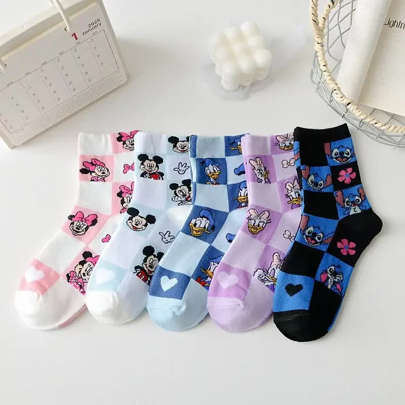 Kawaii Disney Mickey Mouse Pure Cotton Mid-Calf Pančanie ponožky Donald Duck Pančuchy pre mužov a ženy