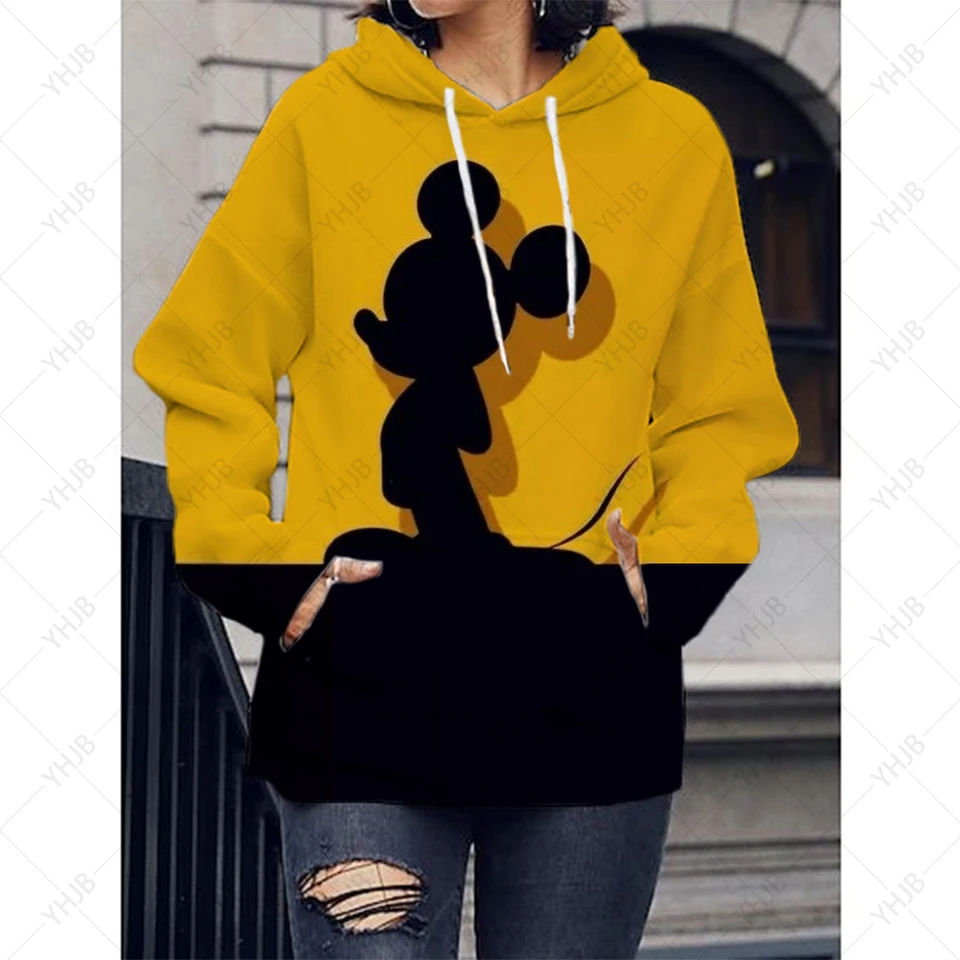 Kawaii Disney Minnie Mickey Mouse tlač Anime mikina Ženy vtipné karikatúra estetická mikina streetwear Graphic Hoody Žena