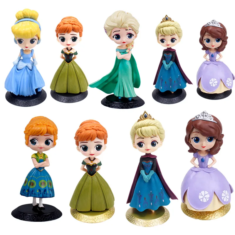 Kawaii Disney Princess Q Verzia Snehulienka Biela Popoluška Belle Mermaid Tangled Aladdin Action Figure Model Ornament Hračky pre deti darček