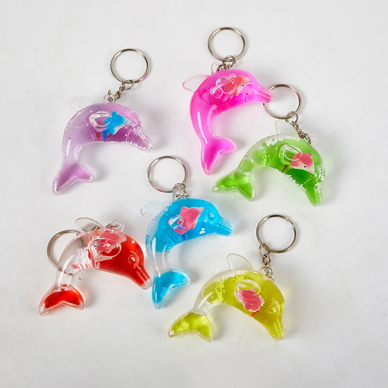 Kawaii Dolphin Keychain pre autá Klávesy Plávajúce tekutina Roztomilý veľryba Ocean Prívesok Prívesky Kľúčenky Kľúčové dám